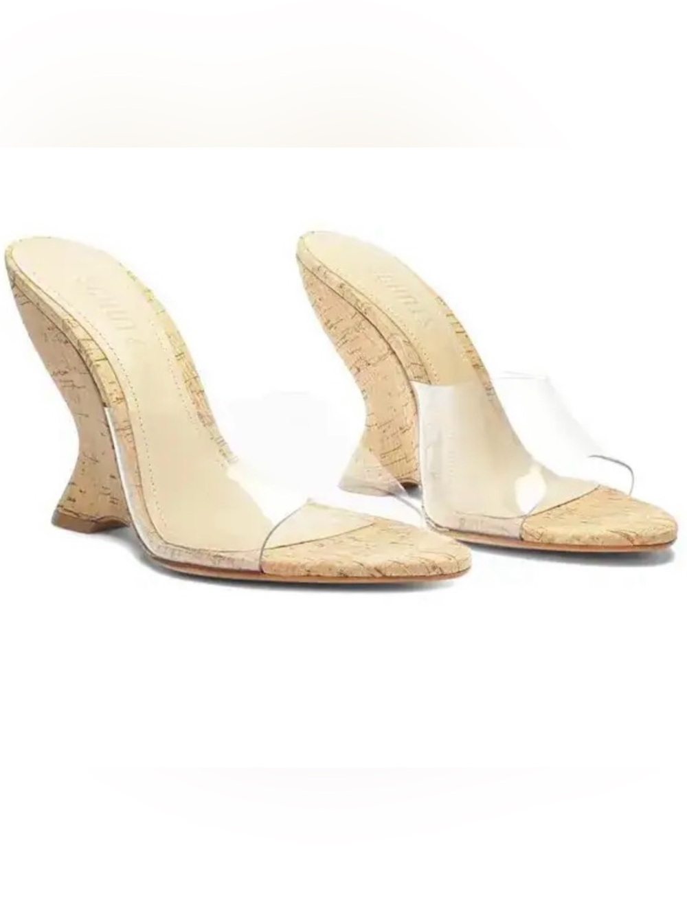 Schutz Aprill clear cork wedge 9 NWOT